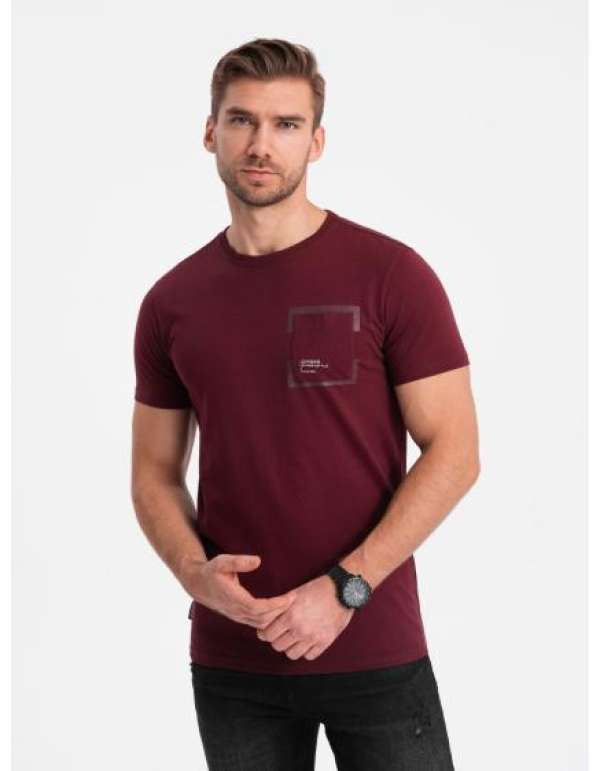 Férfi pamut póló zsebbel V2 OM-TSPT-0154 burgundi