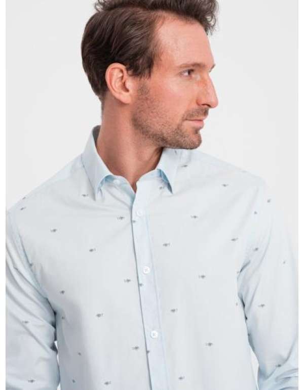 Férfi pamut SLIM FIT ing kék színben