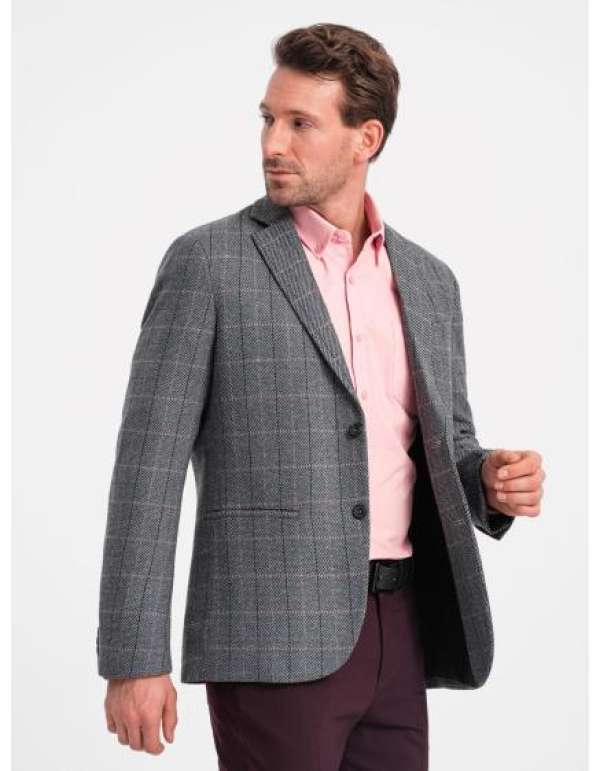Férfi jacquard blézer V1 OM-BLZB-0119 grafit
