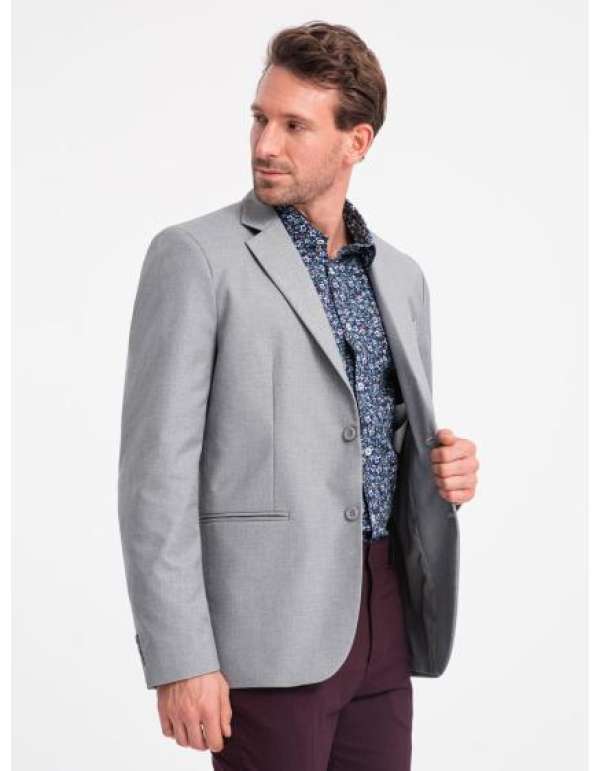 Férfi kabát zsebbel V1 OM-BLZB-0115 szürke