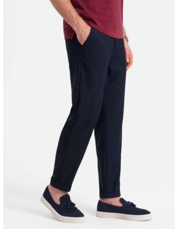 Férfi chino nadrág elasztikus derékkal V3 OM-PACP-0157 sötétkék