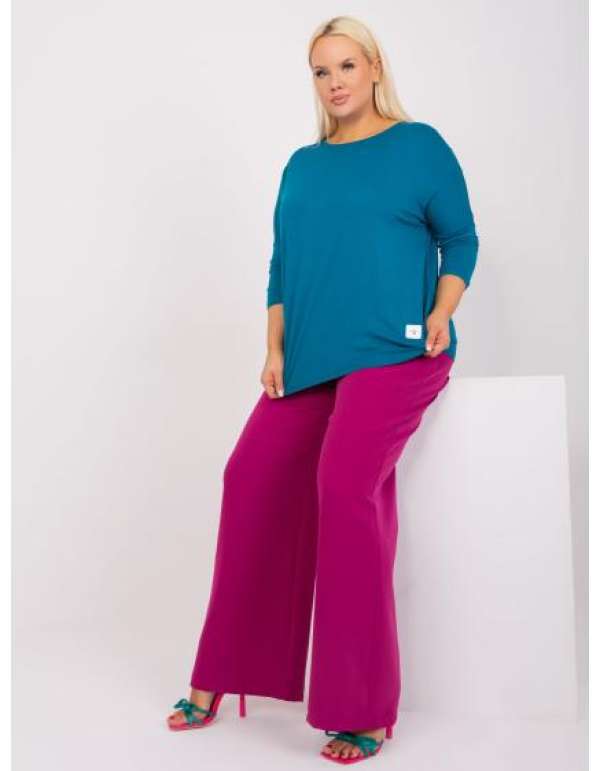 Női 3/4-es ujjú pamut blúz plus size MAKA navy