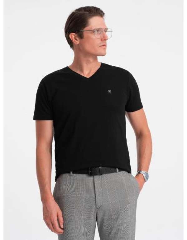 Férfi V-nyakú póló elasztánnal V3 OM-TSCT-0106 OM-TSCT-0106 fekete