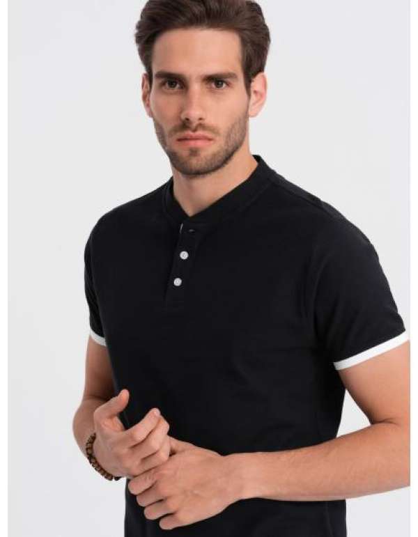 Férfi gallér nélküli pólóing V8 OM-TSCT-0156 fekete