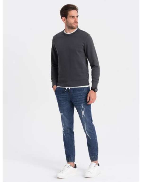 Férfi farmer nadrág JOGGER dörzsöléssel V3 OM-PADJ-0150 OM-PADJ-0150 kék