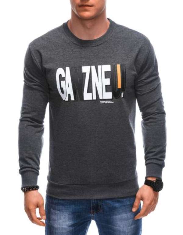 Férfi pulóver B1652 sötétszürke