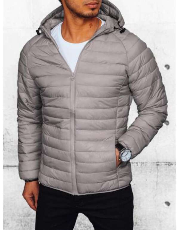 Férfi átmeneti steppelt kabát világosszürke