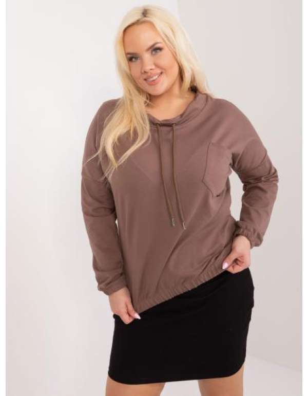 Női alkalmi nyakkendős blúz plusz méret OPA barna