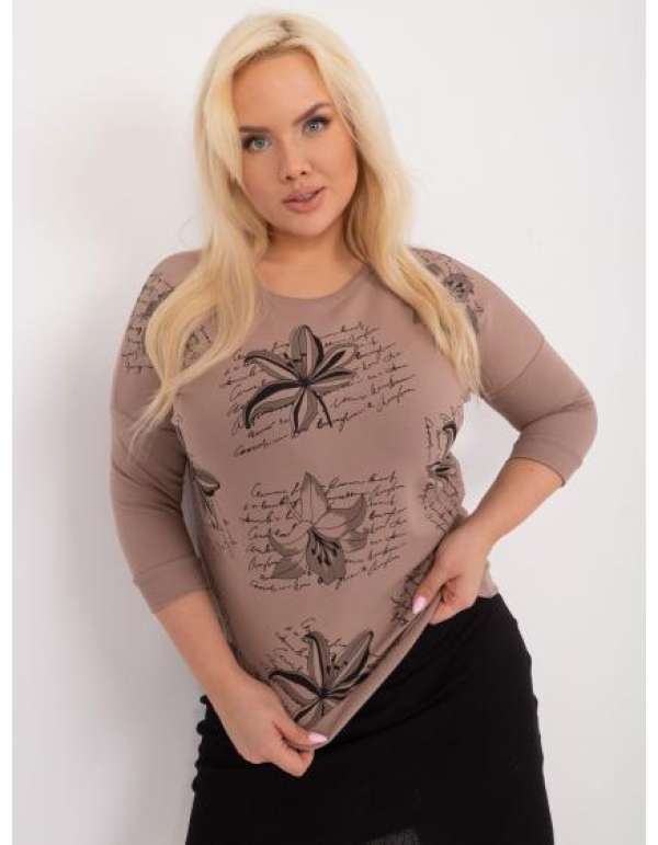 Női 3/4 ujjú blúz plus size EVA sötétbézs sötét bézs