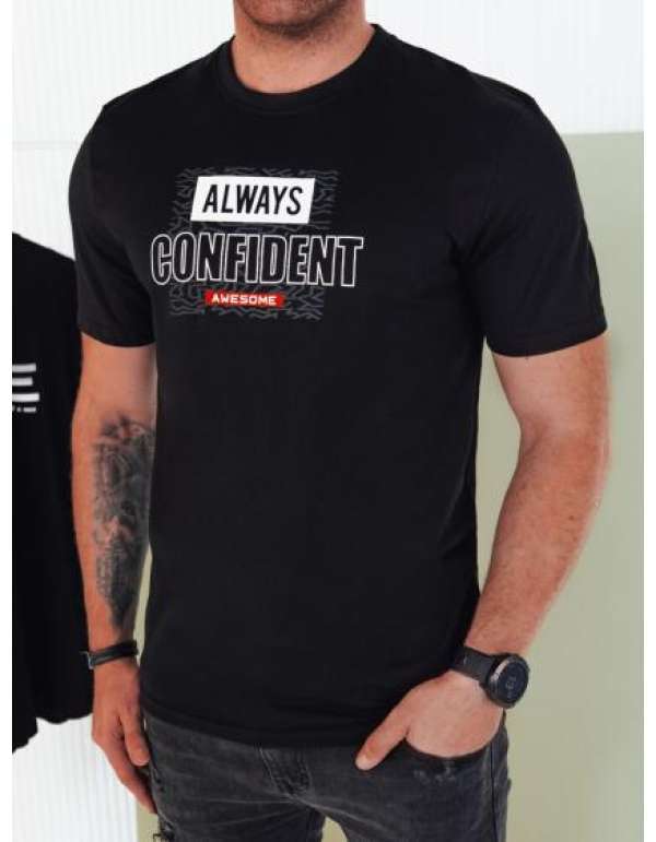 Férfi nyomtatott póló fekete