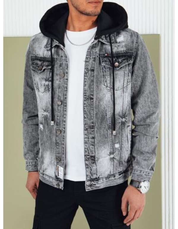Férfi farmerdzseki világosszürke