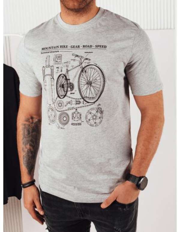 Férfi nyomtatott póló szürke