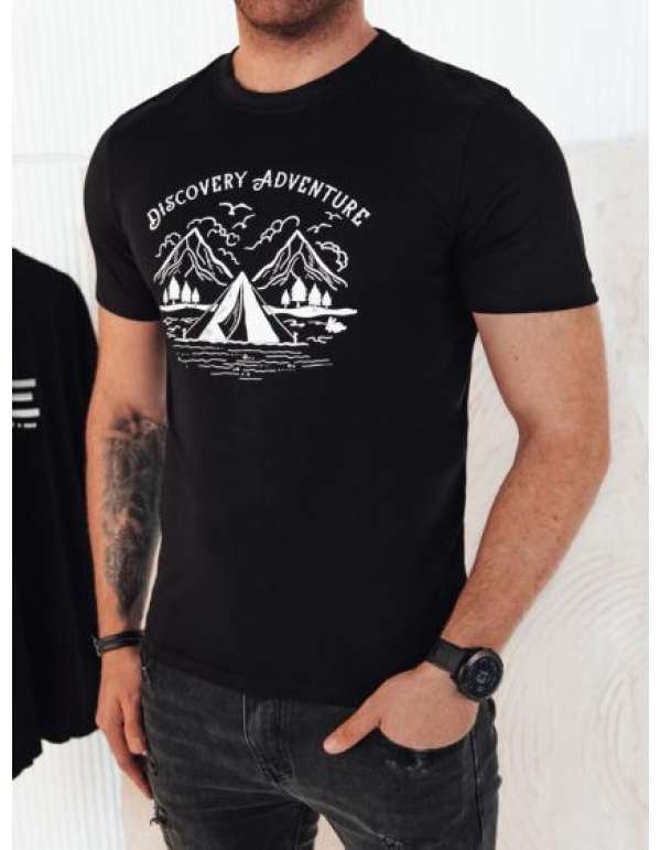 Férfi nyomtatott póló fekete