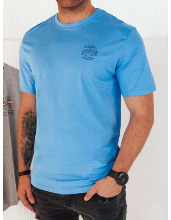 Férfi nyomtatott póló világoskék