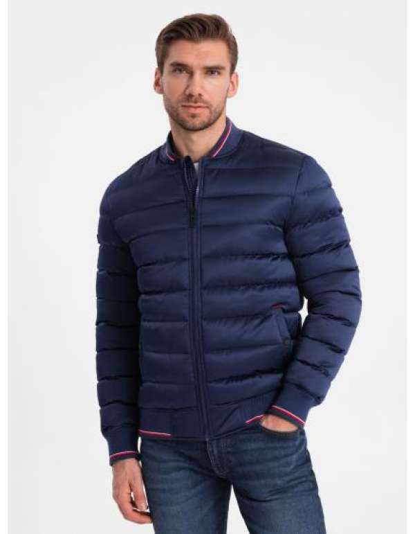 Férfi bomber dzseki mandzsettával V2 OM-JALP-22FW-007 sötétkék