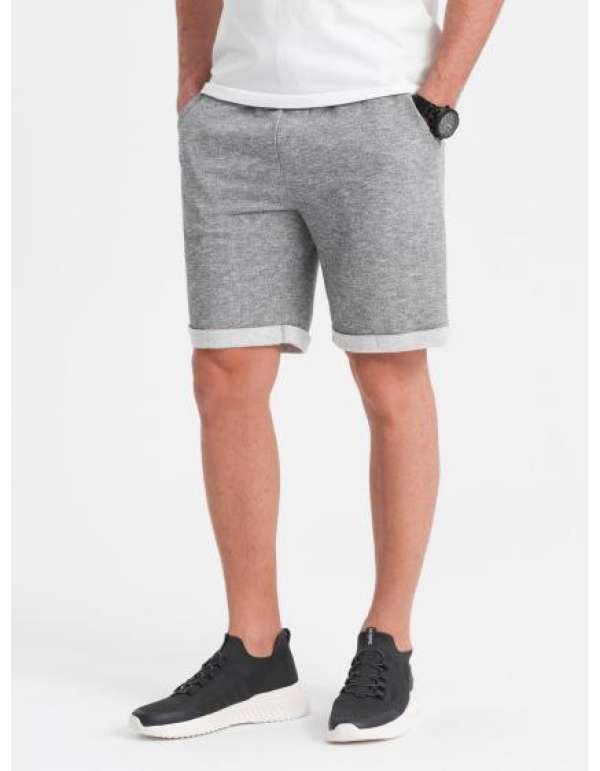 Férfi LOOSE FIT rövidnadrág melange szürke színű anyagból