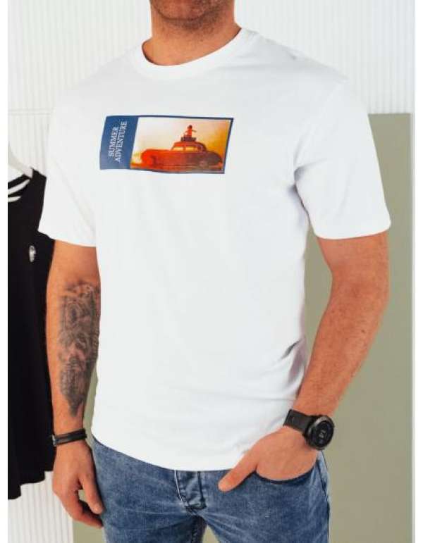 Férfi nyomtatott póló fehér