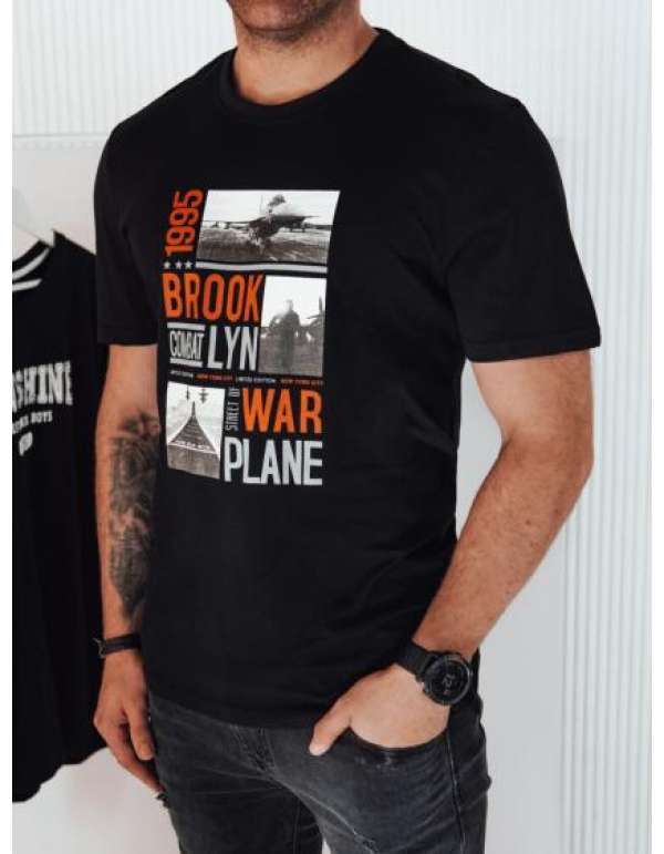 Férfi nyomtatott póló fekete