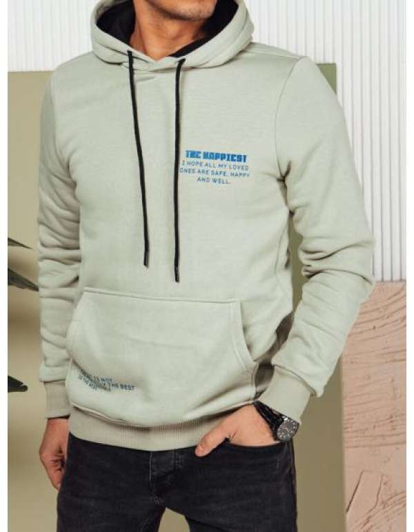 Férfi kapucnis pulóver olíva