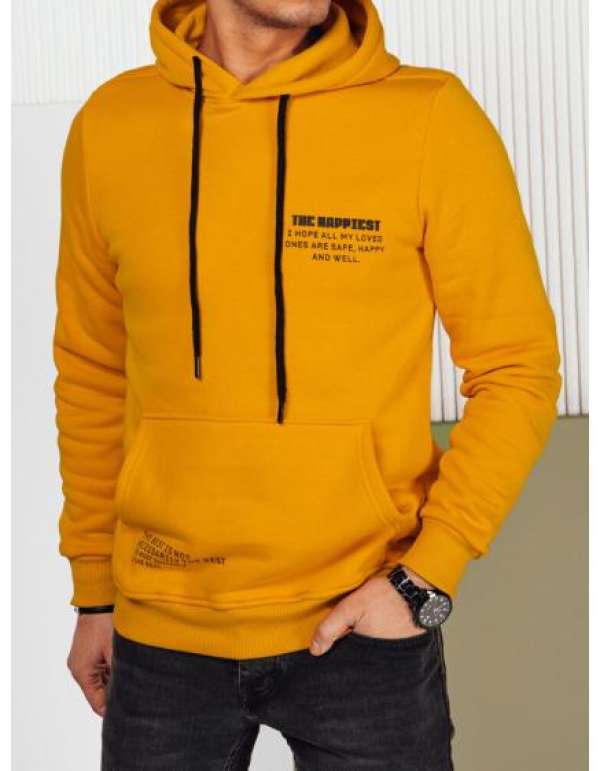 Férfi kapucnis pulóver sárga