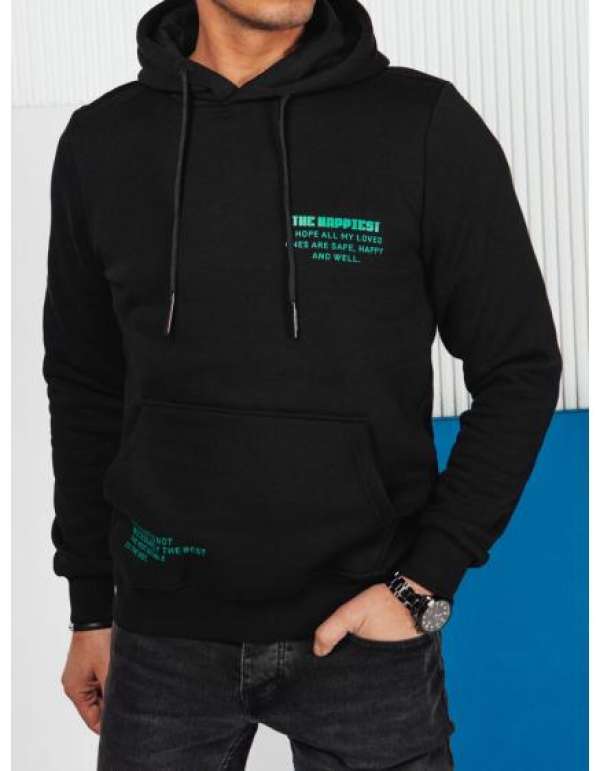 Férfi kapucnis pulóver fekete