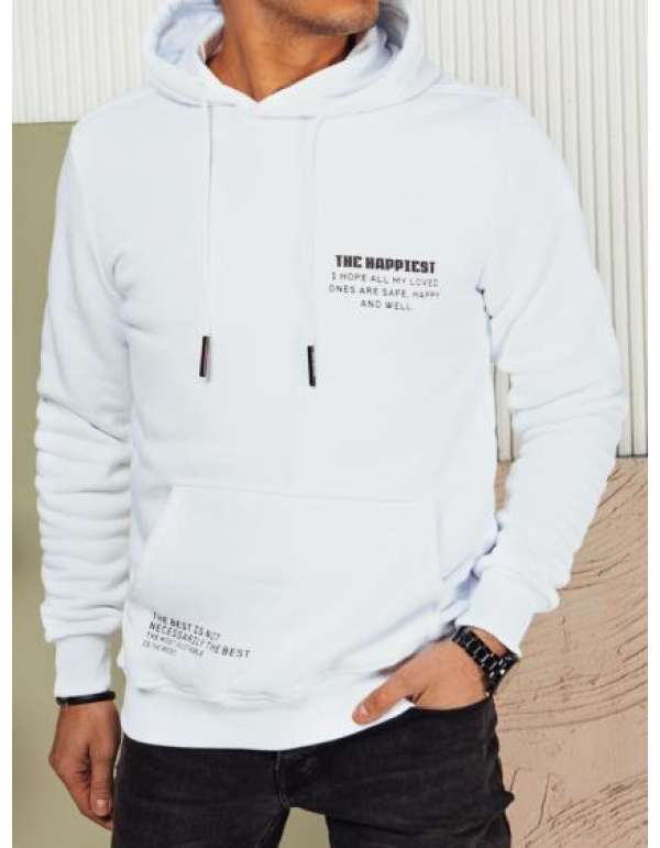 Férfi kapucnis pulóver fehér