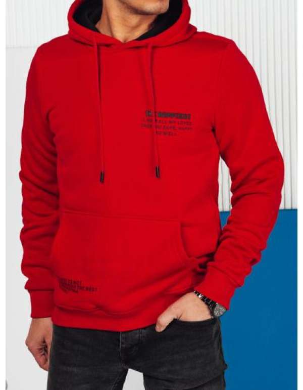 Férfi kapucnis pulóver piros