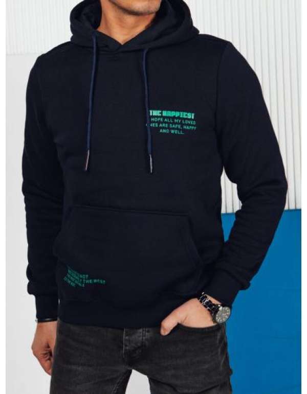 Férfi kapucnis pulóver sötétkék