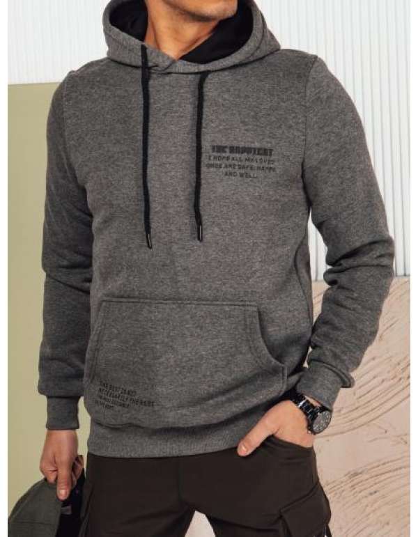 Férfi kapucnis pulóver antracit