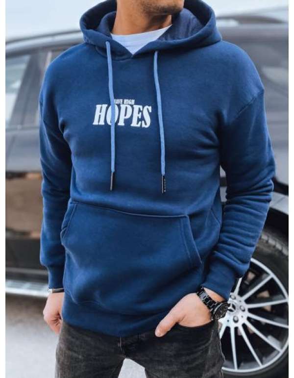 Férfi nyomtatott pulóver sötétkék