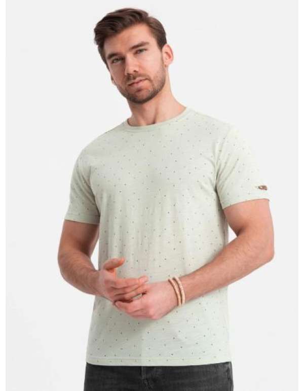 Férfi póló BASIC V4 OM-TSCT-0178 zöld, dekoratív hatású férfi póló BASIC