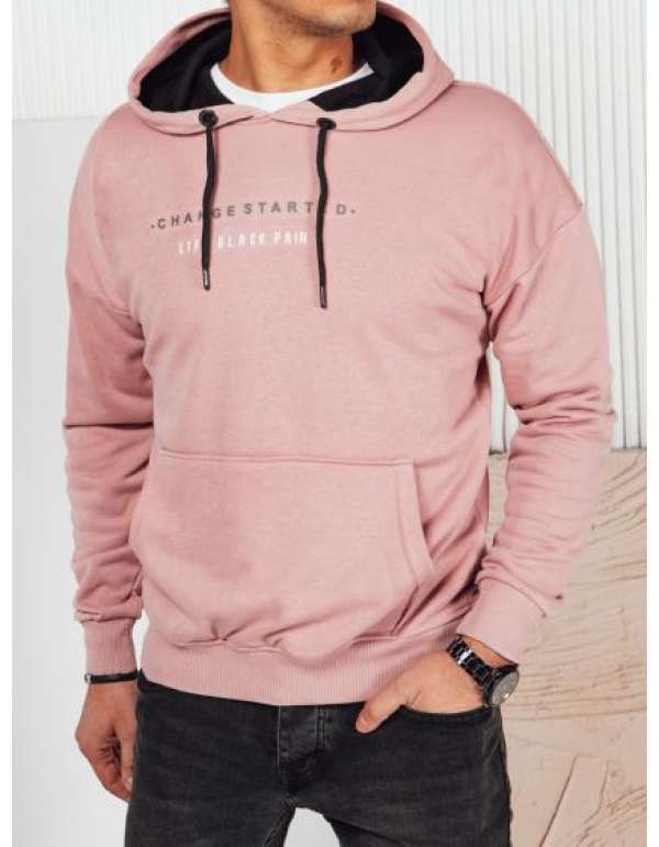 Férfi nyomtatott kapucnis pulóver MIKAS rózsaszínű