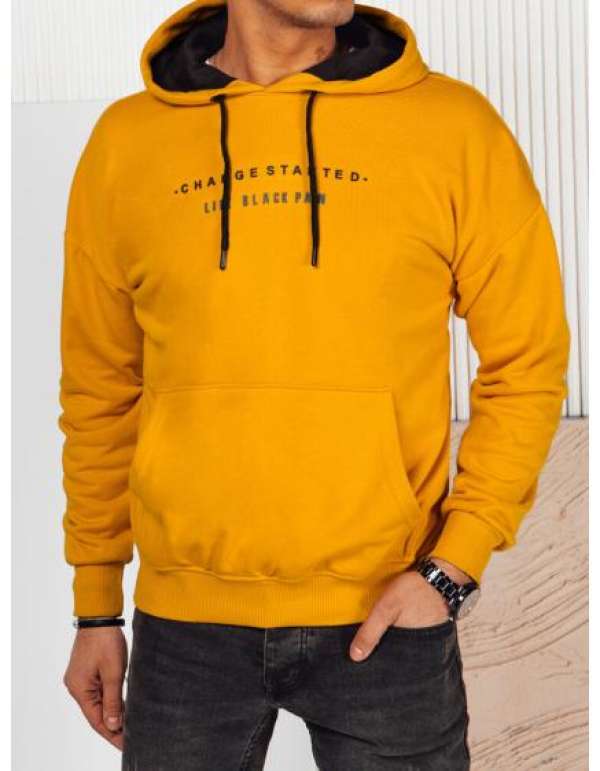 Férfi nyomott kapucnis pulóver HIRR sárga