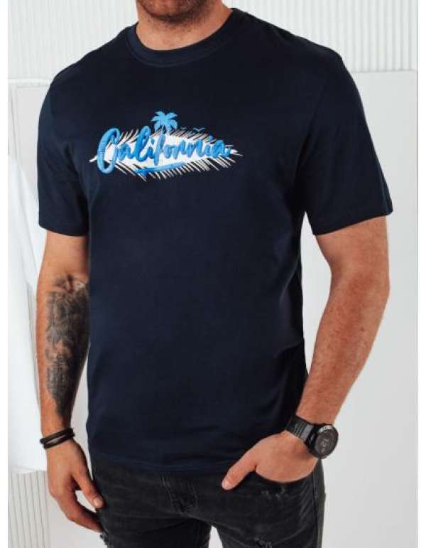 Férfi nyomtatott póló sötétkék