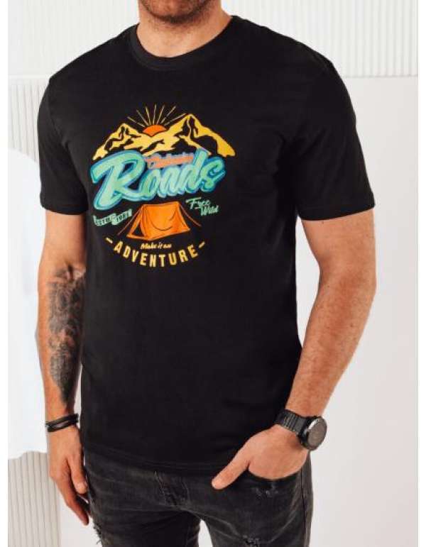 Férfi nyomtatott póló fekete