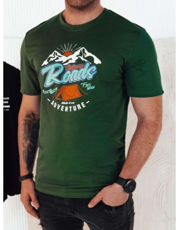 Férfi nyomtatott póló zöld