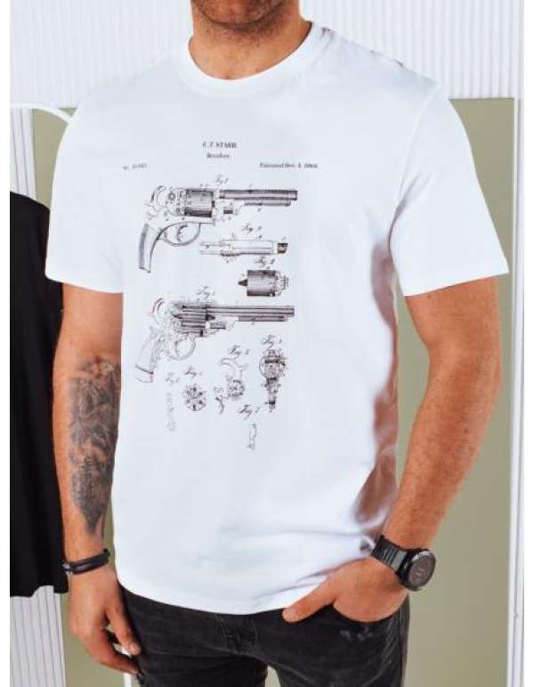 Férfi nyomtatott póló, fehér