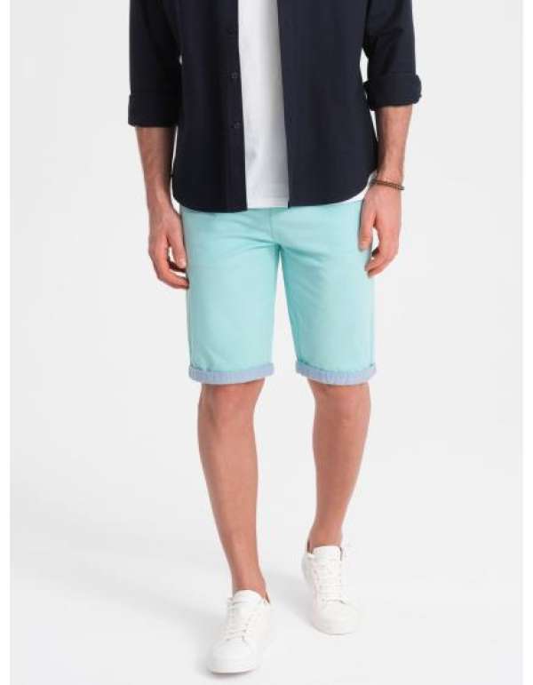 Férfi chinos rövidnadrág farmer szegéllyel türkiz V4 W421