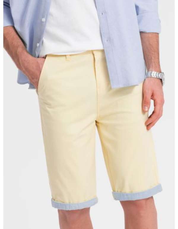 Férfi farmer rövidnadrág farmer szegéllyel sárga V7 W421