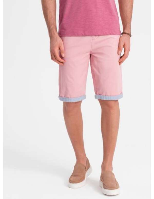 Férfi chinos rövidnadrág farmer szegéllyel rózsaszín V8 W421