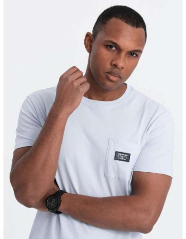 Férfi alkalmi póló foltos zsebbel V9 OM-TSCT-0109 kék