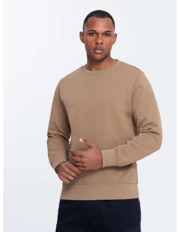 Férfi BASIC kerek nyakú melegítőfelső barna