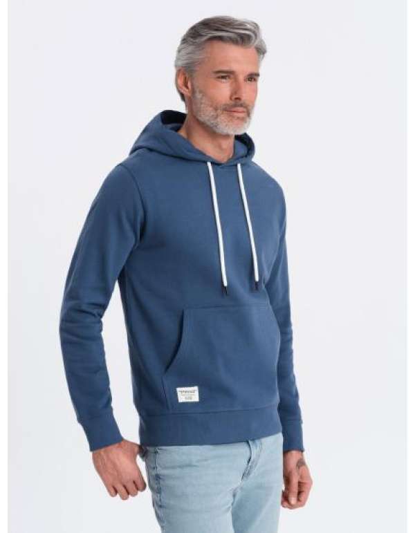 Férfi kenguru kapucnis pulóver sötétkék