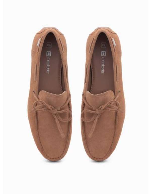 Férfi bőr papucsok pánttal barna