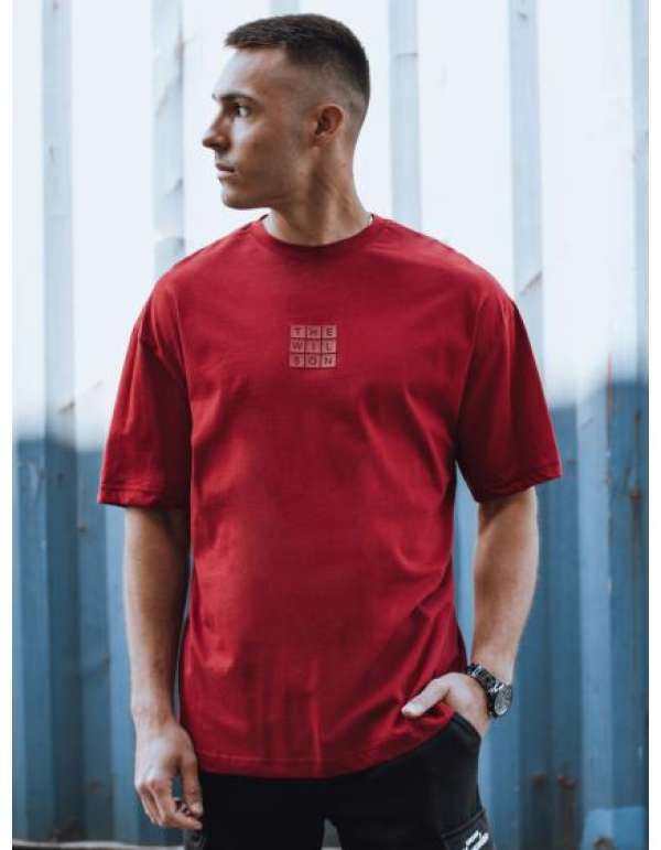 Férfi nyomtatott póló BILL burgundi