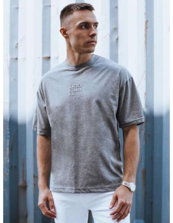 Férfi nyomtatott póló BILL sötétszürke