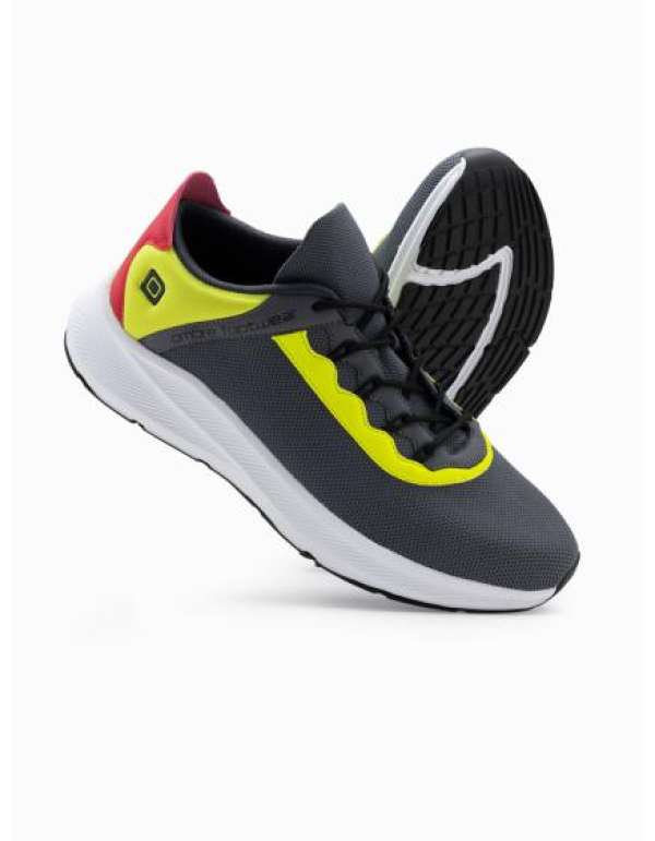 Férfi tornacipő neonbetéttel grafit színben