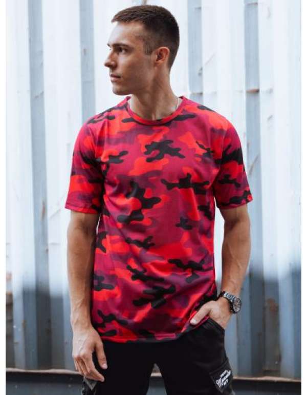 Férfi terepszínű póló CAMORA piros