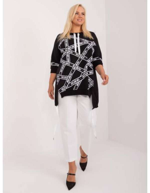 Női 3/4-es ujjú plus size blúz fekete