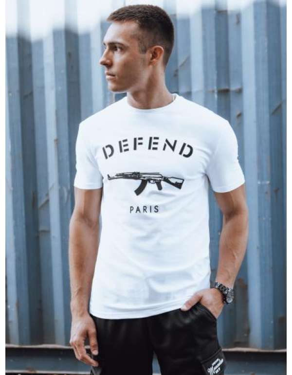 Férfi nyomtatott póló LUNA fehér